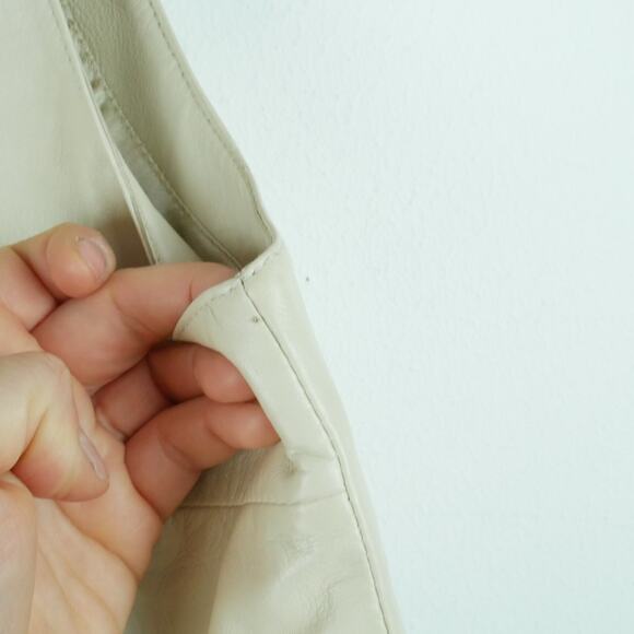 Cache Size 6 Top Lamb Leather Waistcoat Vest Minimal Old Money Fitted Neutral - Picture 7 of 12